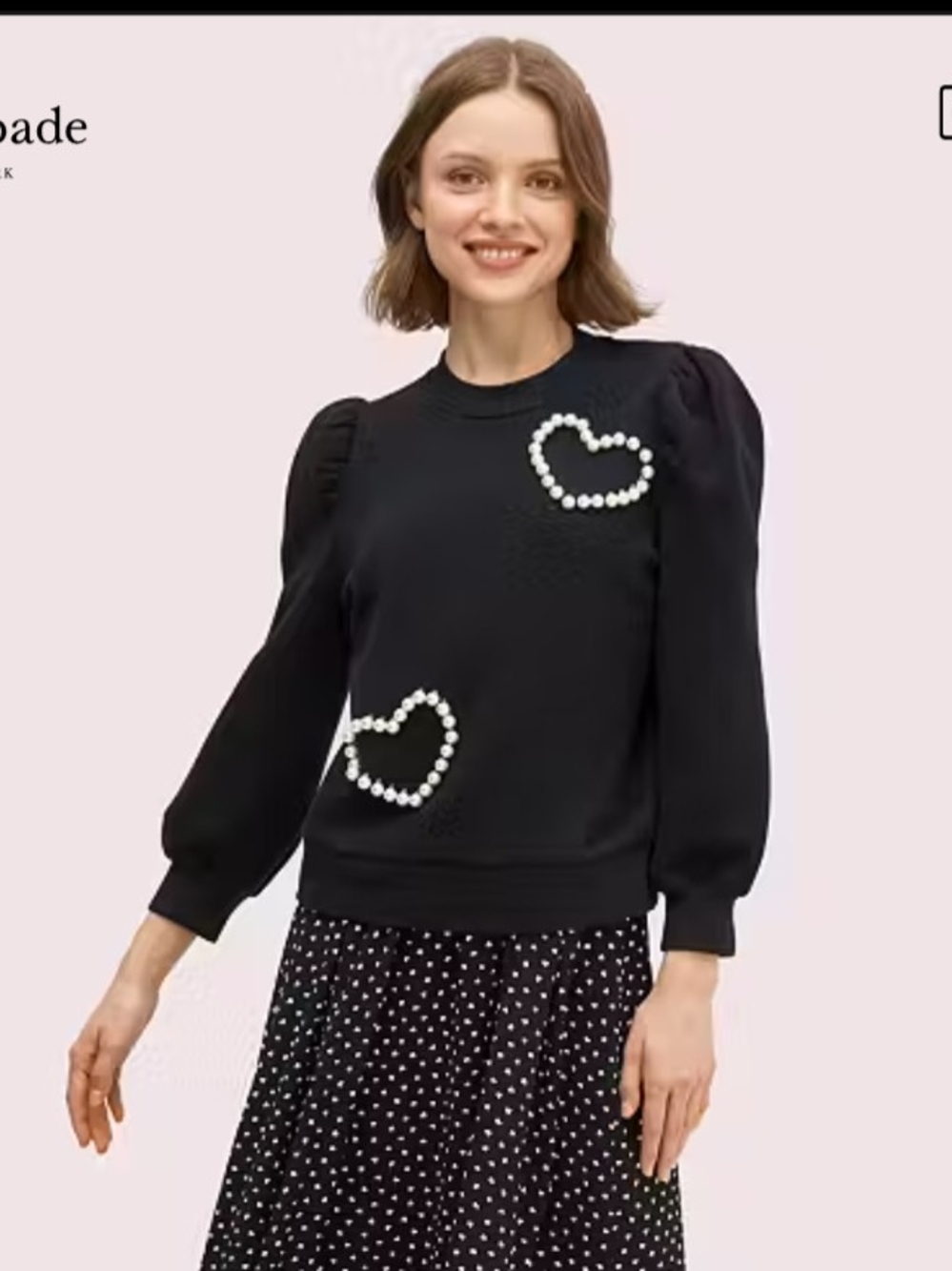 Kate Spade Black Pearl Heart Sweater